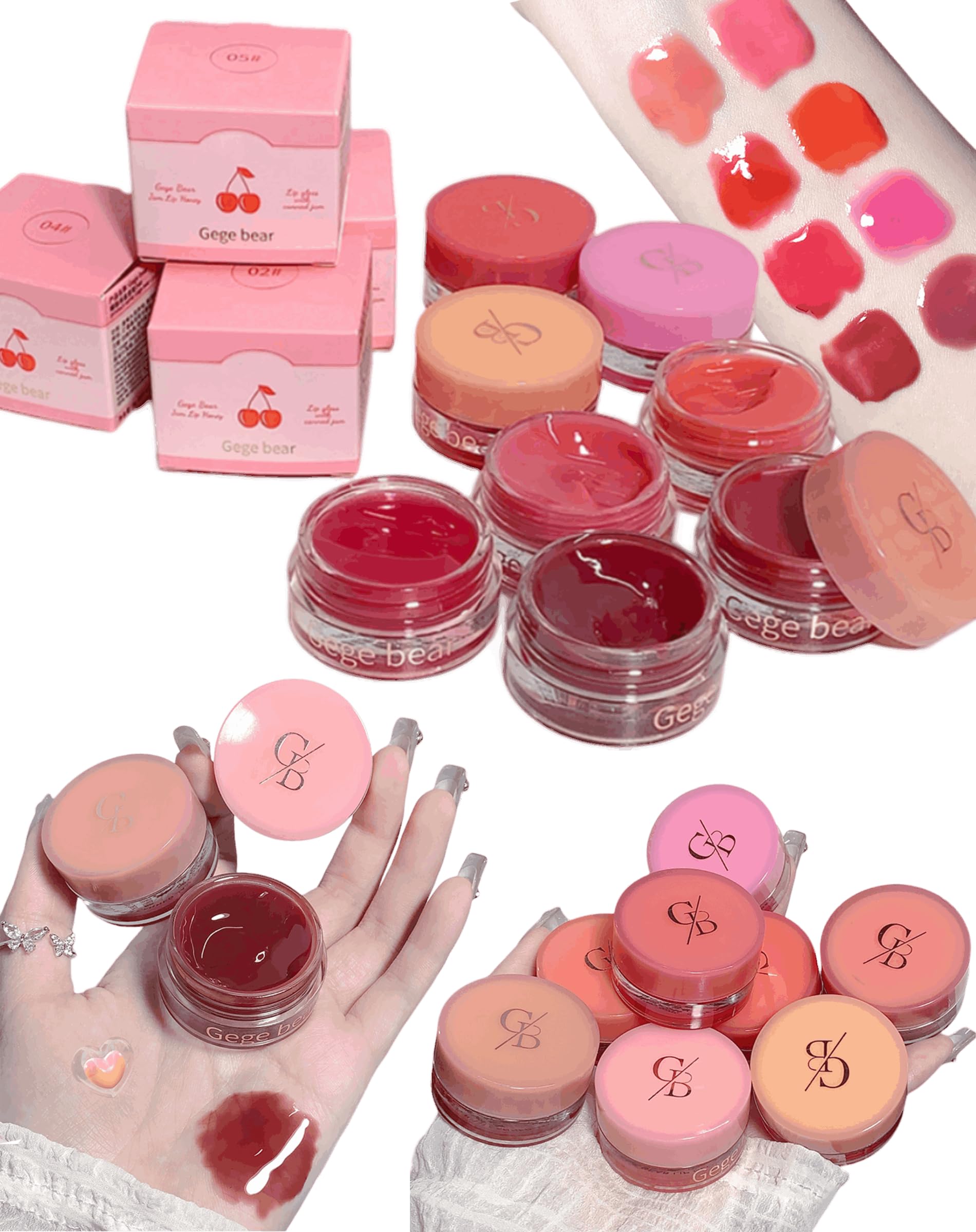 Gege Bear Canned Jam Lip Gloss: Richly Pigmented, High-Gloss Finish with Hydrating Fruit Extracts, Long-Lasting Pigments and Vibrant Shades (Shade 08, 5g)