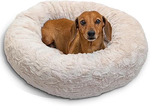 Miniatura 15 de Best Friends by Sheri - The Original Calming Donut - Cama calmante en forma de dona para perros y gatos - Pelo largo, gris escarcha, S, 23 x 23