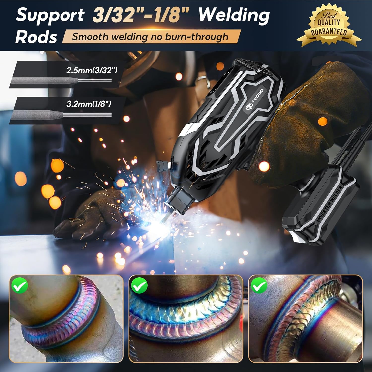 Portable Handheld Welding Machine - Digital Display & Memory Function, 120A 110V IGBT ARC Welder, Hot Start/Anti-Stick for 3/32"-1/8" Rods, Gift for Man (Grey)