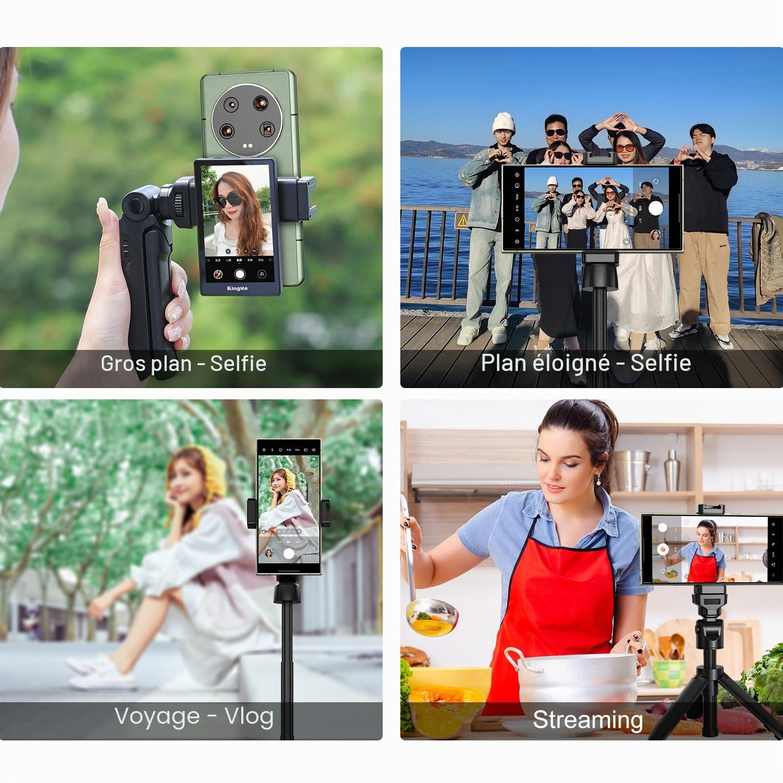 King Ma Écran de moniteur de selfie Vlog pour appareil photo arrière Samsung avec clip magnétique et télécommande Bluetooth, supportant l'enregistrement UHD 60 fps