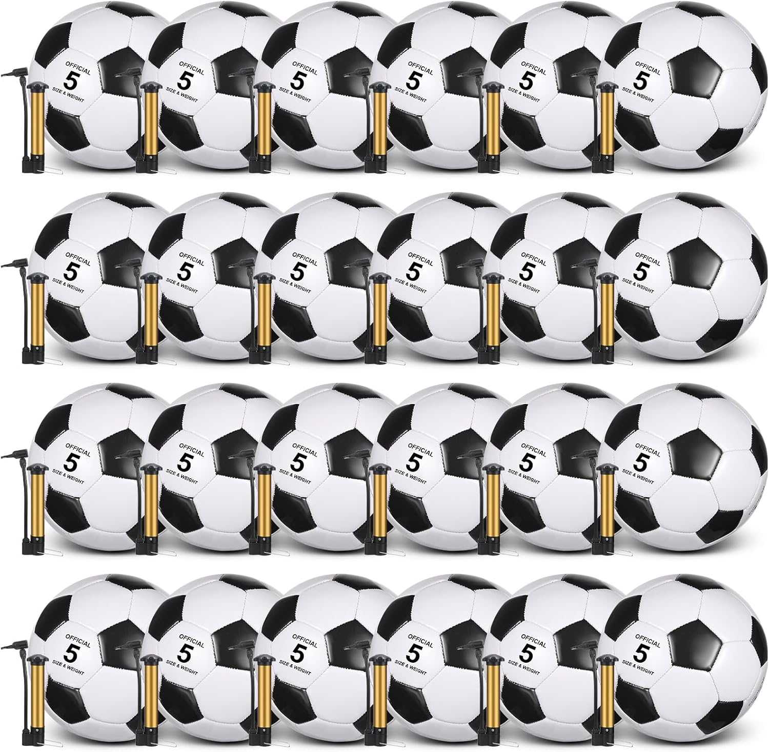 Sotiff 24 Pcs Size 5 Soccer Ball Bulk with 24 Pump