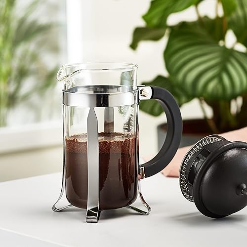 Miniatura 11 de Bodum Caffettiera Cafetera de prensa francesa, tapa de plástico negro y marco de acero inoxidable, 3 tazas, 12 onzas
