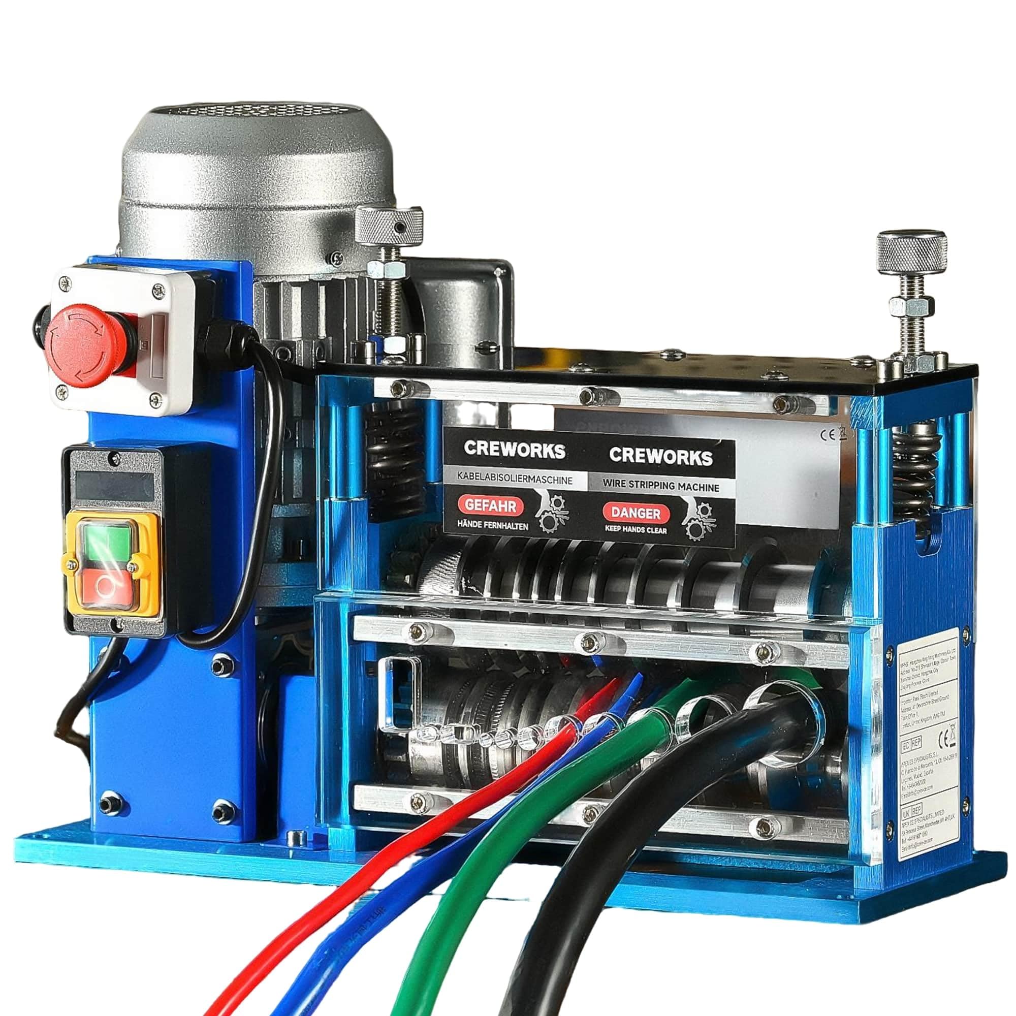 CREWORKS 370W Macchina Spellacavi Elettrica Professionale 30 m/min Spelafili Cavo Sguainacavi per Recupero Rame Φ1,5 mm-Φ38 mm Spelafili da Banco Cavo Portatile a 11 Multi-Fori
