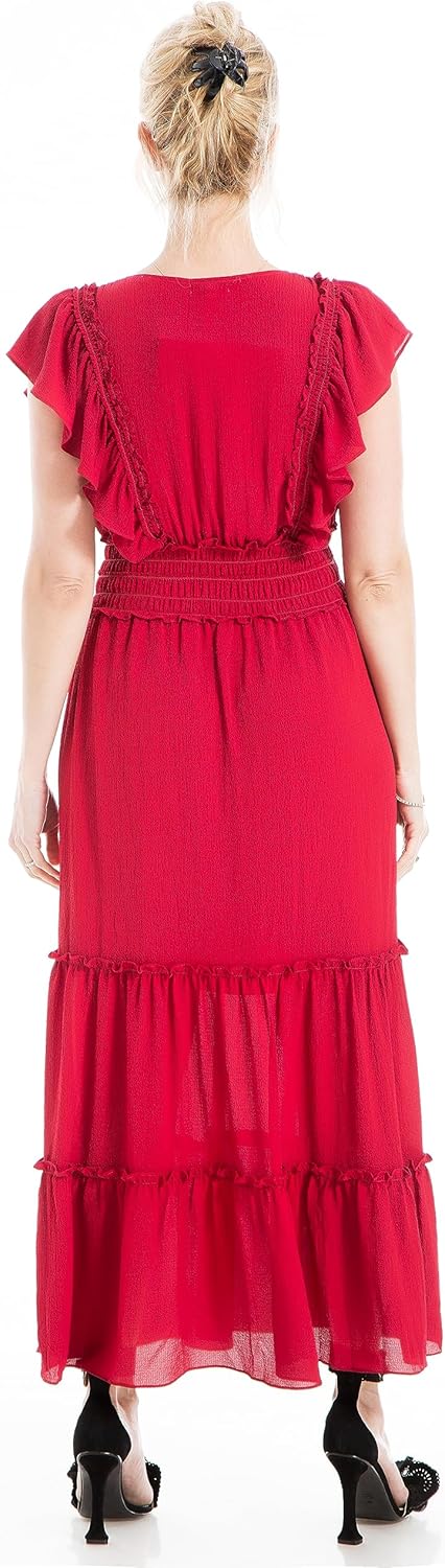 Max Studio Women's Crepe Flutter Sleeve Smocked Maxi Dress - Image 3