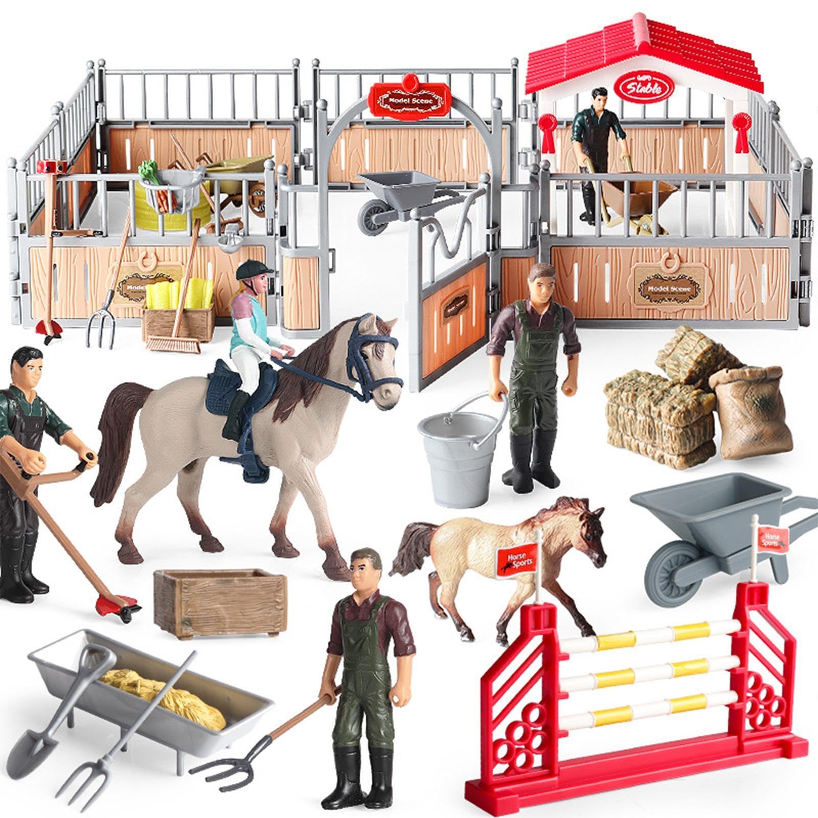 Set de Figuras de de Caballos, Juguetes de Animales de Granja, Juego de Clubes de Caballos, Juguete para Niños de 3, 4, 5, 6 Y 7 años.