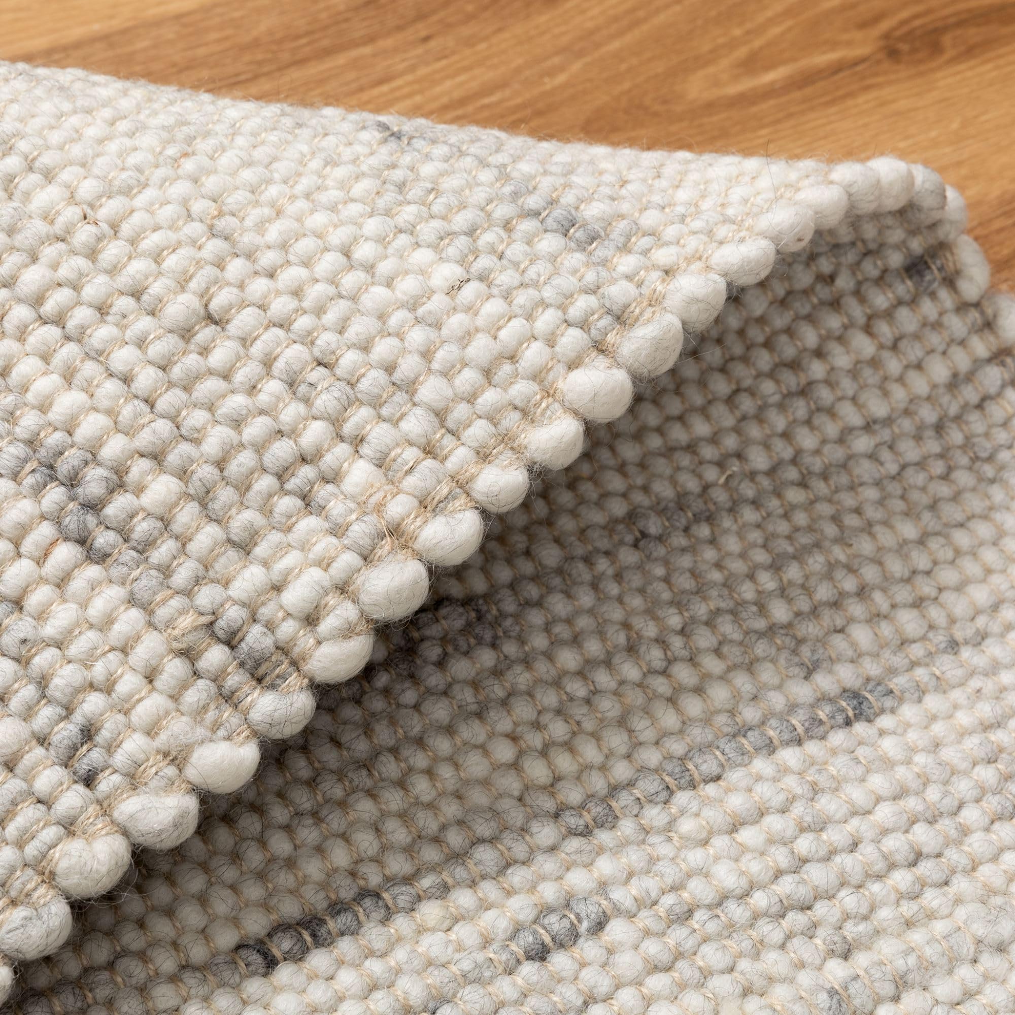 Steffensmeier Handweb Teppich Paros | gewalkte Schurwolle | Grau, handgewebt, Größe: 160x230 cm