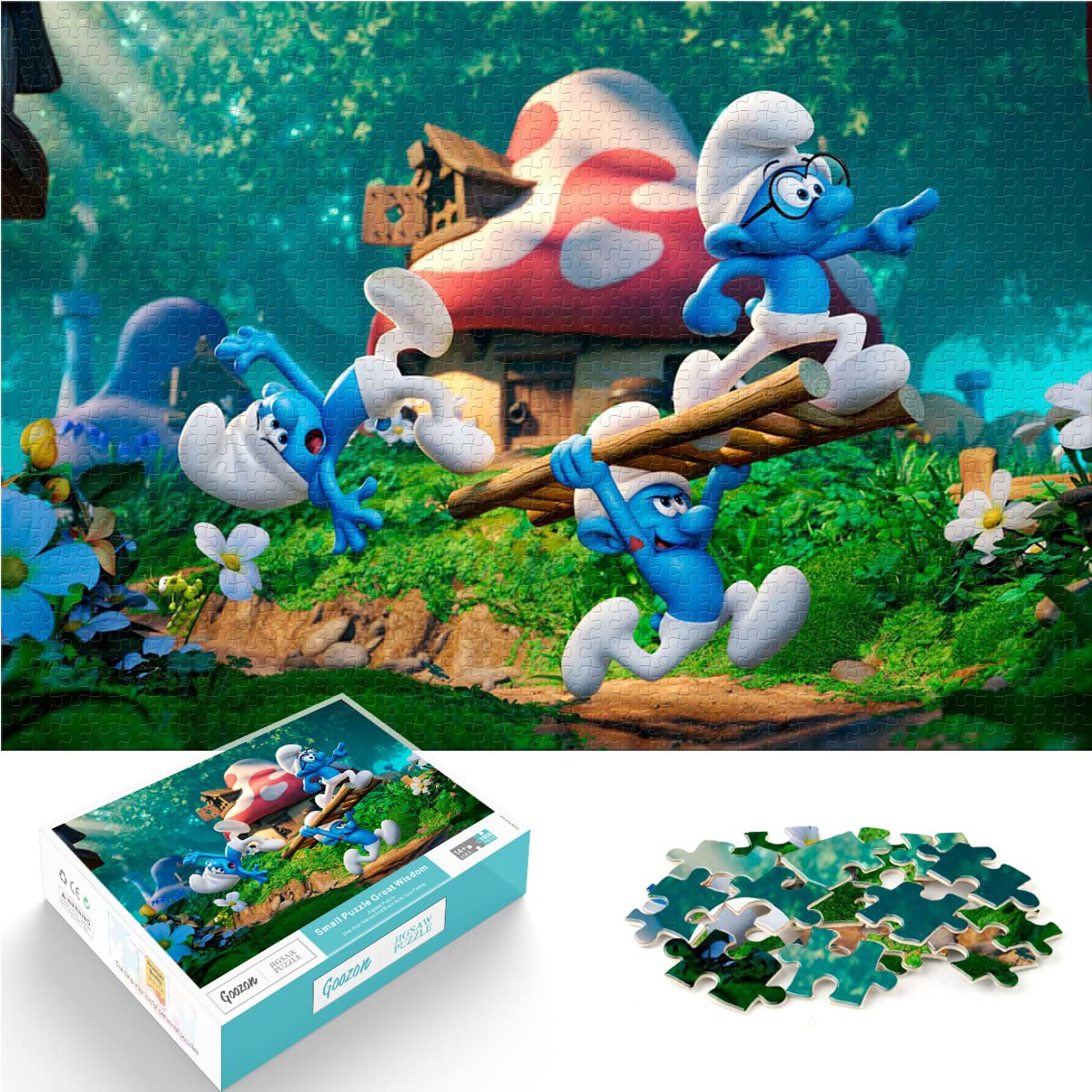 puzzle 1000 pieces the smurfs puzzles jigsaw adults kids difficulty jigsaw puzzle Elf in the mushroom house jigsaw educational games toy family decoration 38x26cm