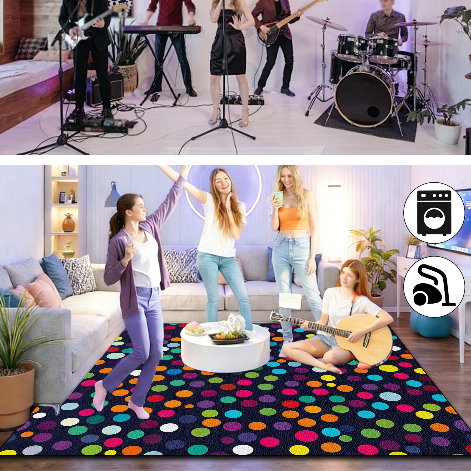 Tappetino per Batteria Acustica 230 x 200 cm Tappeto Batteria Elettronica Antiscivolo Tappeto a Tamburo Insonorizzato Tappeto Drum Carpet, per Rullante Grancassa Batteria Jazz e Strumenti Musicali