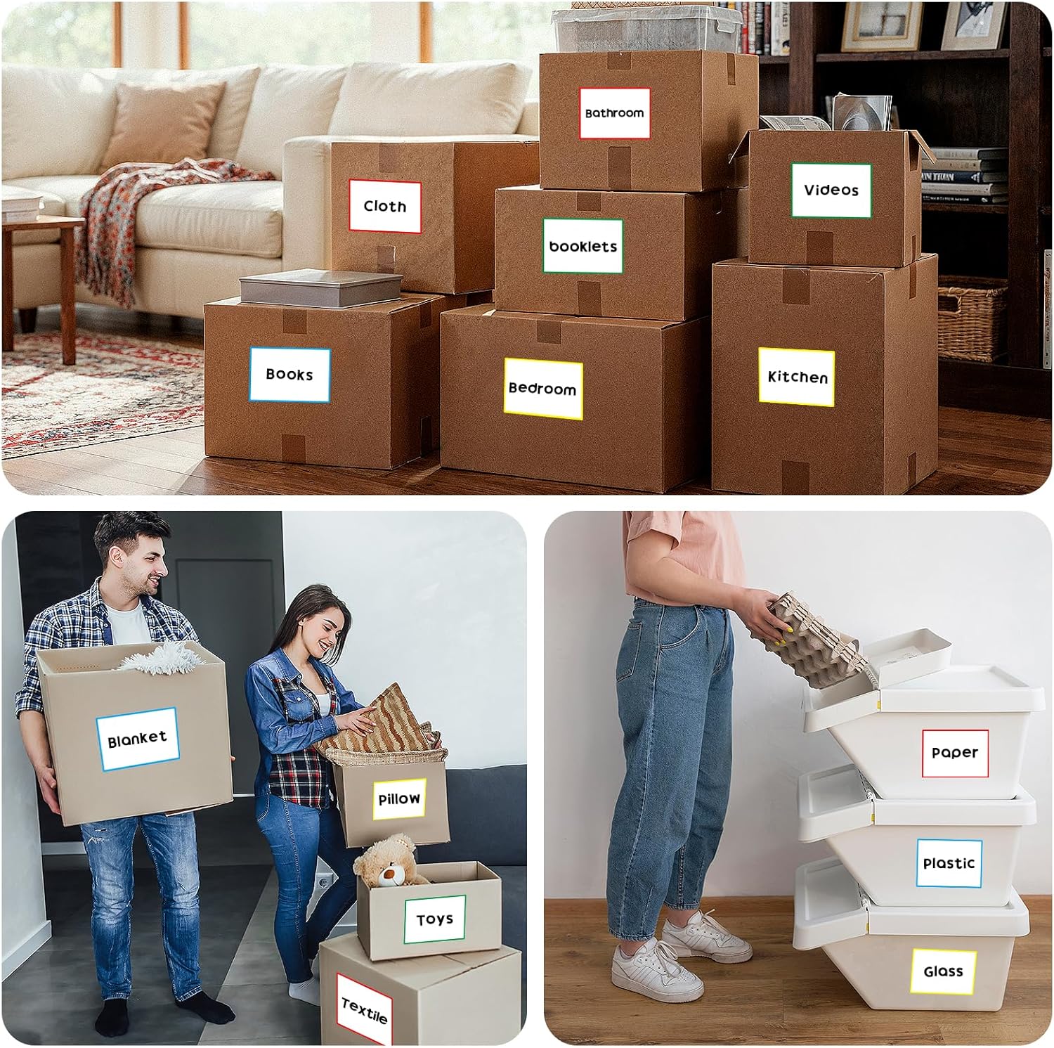 6x4 Inch Large Moving Box Labels, 100 Pack 4 Color Coded Blank Stickers for Packing Supplies, Permanent Adhesive for Home Organization, Kitchen, Storage Bins & Cardboard Boxes （100Pcs） - Image 7