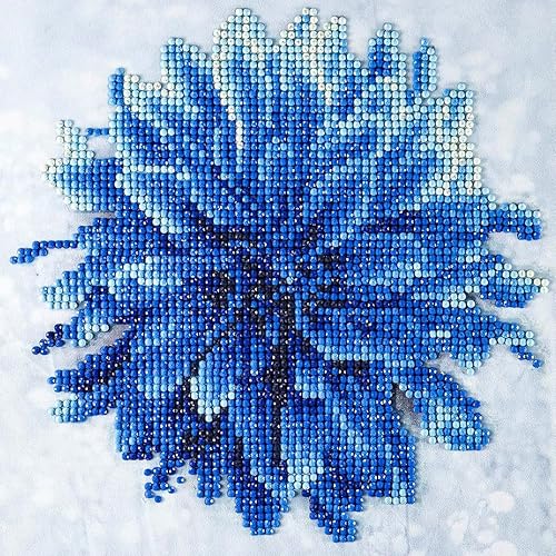 DIAMOND ART BY LEISURE ARTS Kits de pintura de diamantes para adultos de 8 x 8 pulgadas, Dalia azul para principiantes