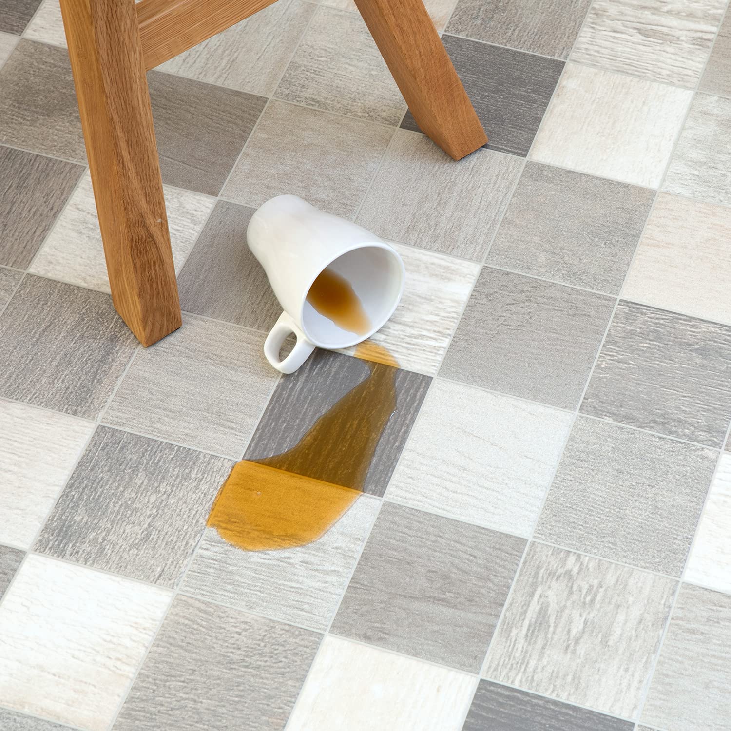 ラグリエ タイル柄 フロアマット アルベログレー 約90×300cm 置くだけ 石調 石 床シート | ラグリエ タイル柄 フロアマット アルベログレー 約90×900cm 置くだけ 石調 石 床シート | rugrea(ラグリエ) |  床保護マット・チェアマット