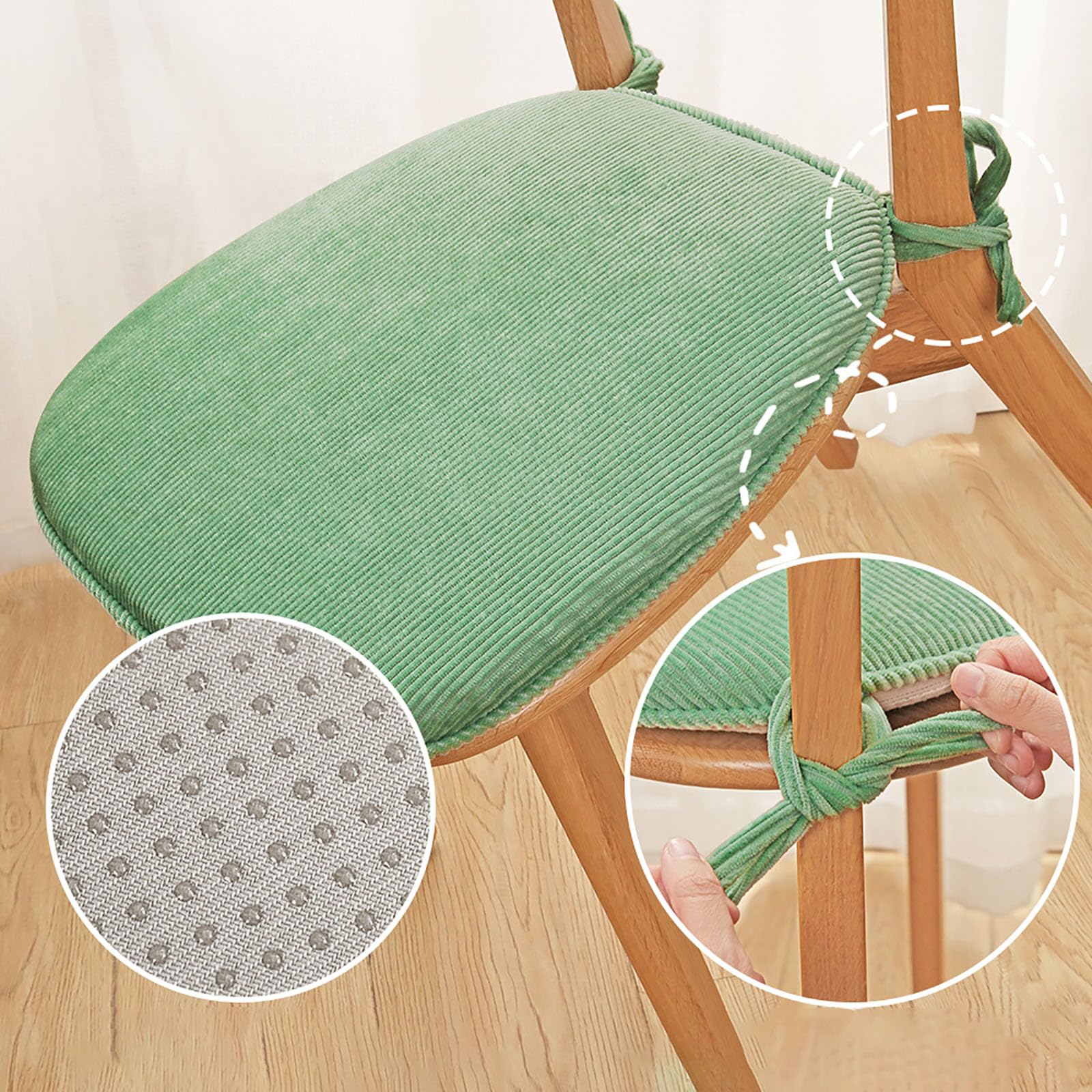 Generico Cuscino per Sedia Semicircolare Lavabile con Lacci 43x41x35 Cm. Cuscino Antiscivolo per Sedia da Esterno per Sedia da Giardino, Sedia da Pranzo O Sedia da Ufficio,Marrone,2PCS