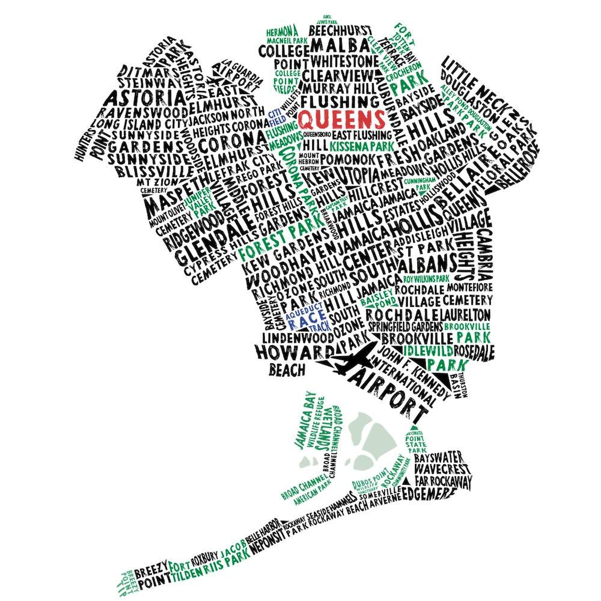 CafePress Queens New York Map Typography Queen Duvet Cover, Printed Comforter Cover, Unique Bedding