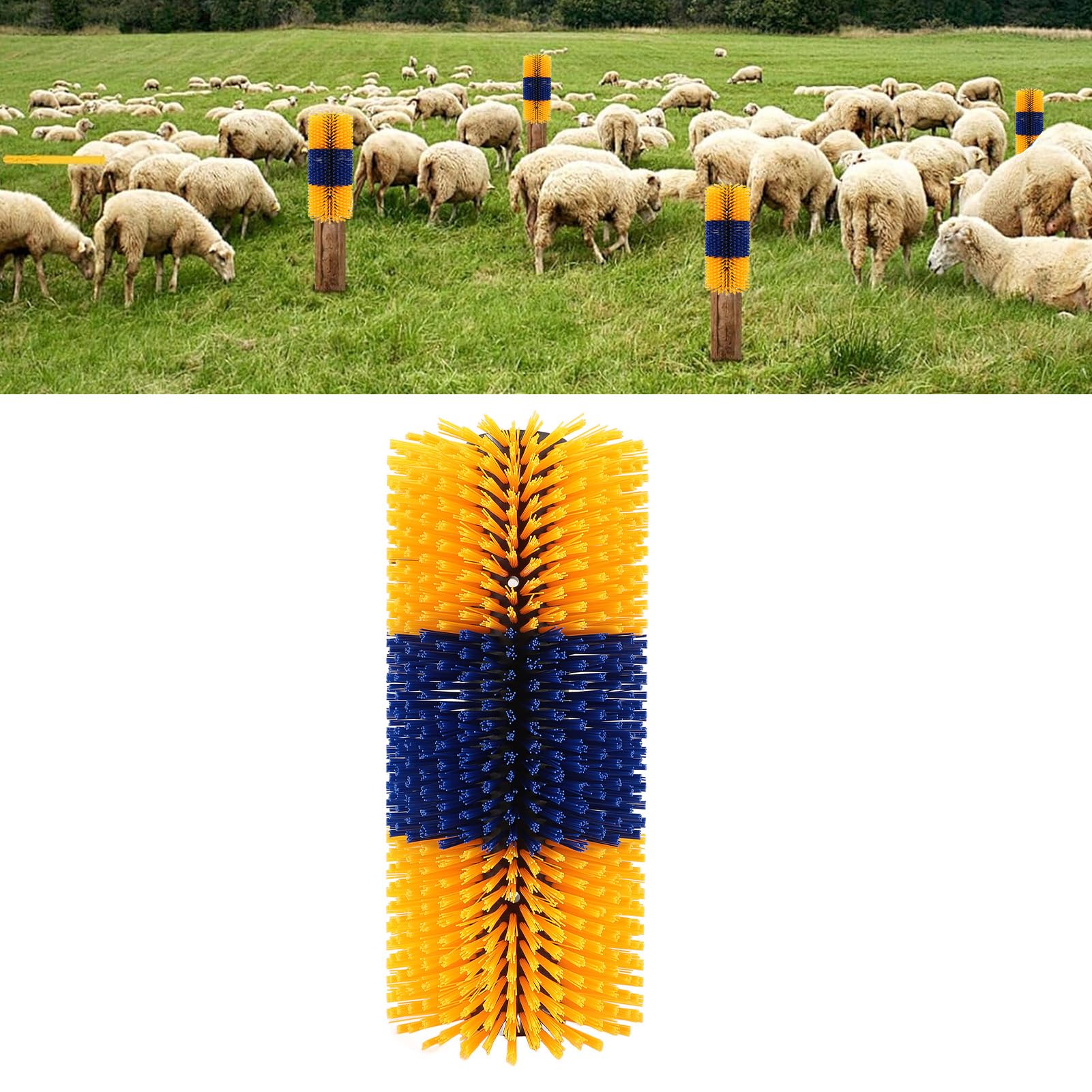 Leapiture Livestock Scratching Brush Horse Massager for Relieving Itching Full Massage Grooming Brush with 4 Screws Cleansing Massage for Horse Cattle Sheep (Yellow)