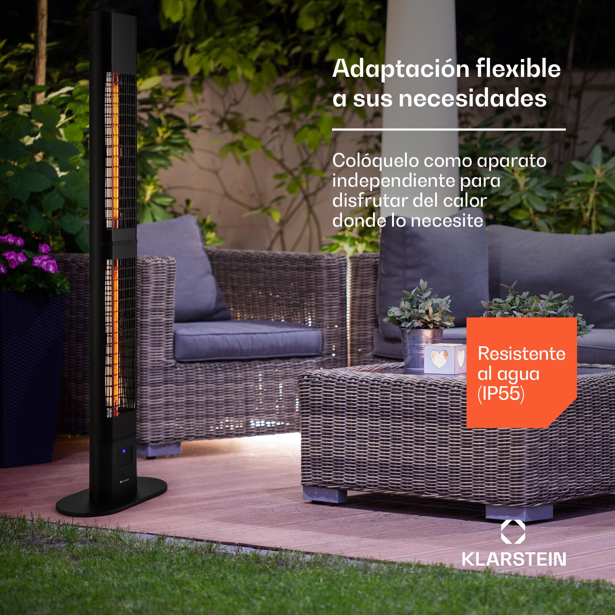 blumfeldt Heat Guru, estufa exterior eléctrica, calefactor infrarrojo, IP54 exterior, unidad vertical con mando a distancia, 3000 W