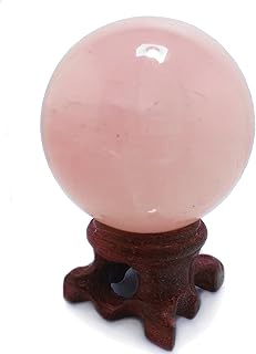Pink Crystal Sphere of Natural Rose Quartz, 50mm/2.0â€, Rare Protective Power Stone Ball for Decoration, Healing, Meditation, Feng Shui, Hand-Made