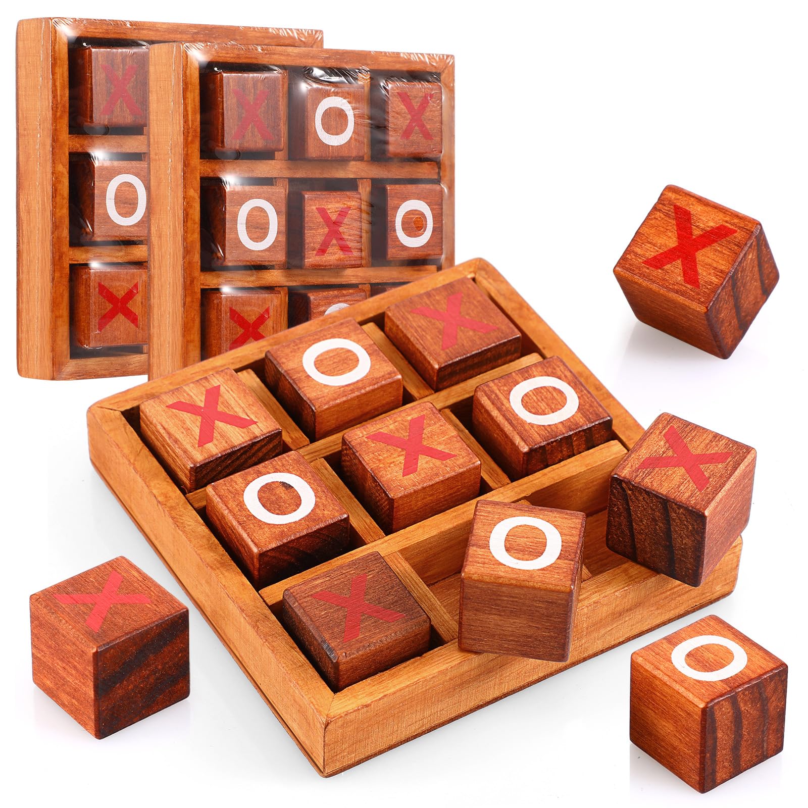 Photo 1 of 2 3 Pcs Tic Tac Toe for Kids and Adults 4.5'' Coffee Table Games Living Room Decor and Desk Decor Family Games Night Classic Board Games Wood Rustic for Families Size 4.5 Inch