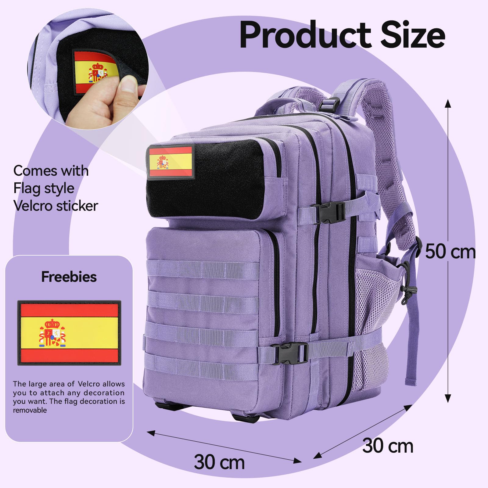 Delgeo Mochila Tactica 45L Militar, Gran Capacidad 45 * 30 * 20cm Mochila Crossfit, Plegable Impermeable Mochila Para Montañismo,Senderismo,Camping y Viajes (Púrpura)