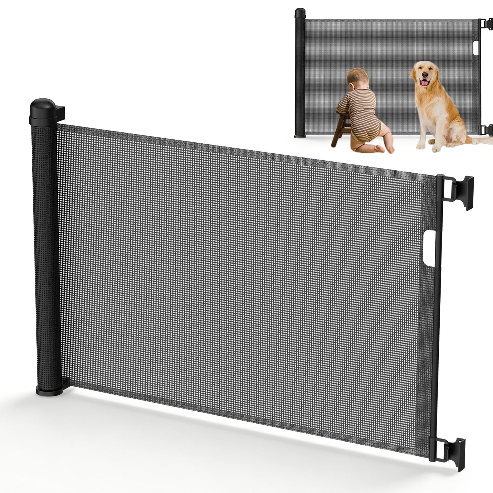 UISEBRT Türschutzgitter Ausziehbar 0-150cm, Treppenschutzgitter für Baby und Pelztiere, Kinder Schutzgitter für Innen- und Außenbereich, Schwarz