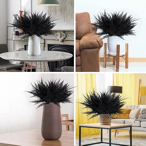 Miniatura 5 de RECUTMS Helechos artificiales, arbustos, plantas artificiales para exteriores, 12 paquetes de arbustos de plástico, resistentes a los rayos UV,