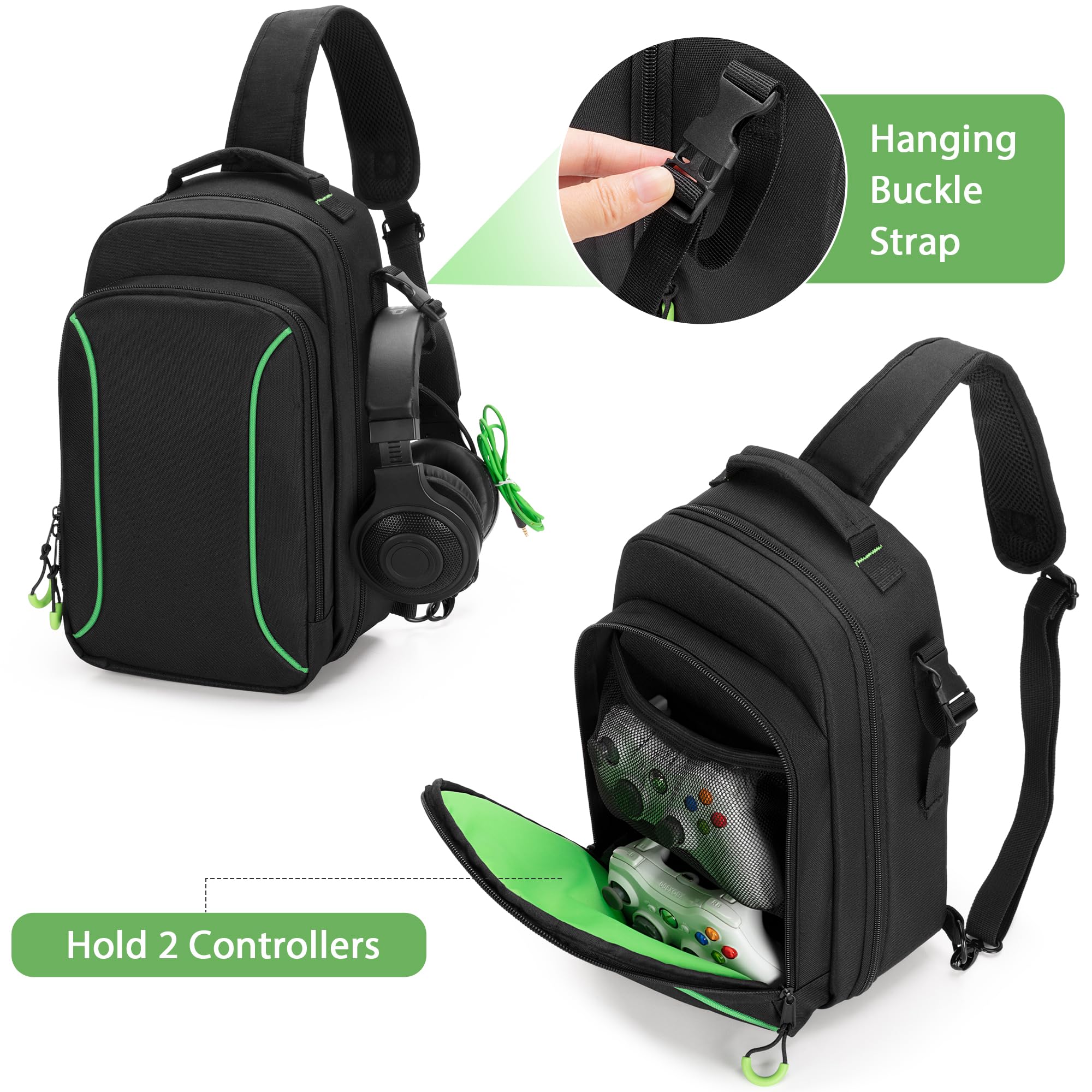PGmoon Custodia da Trasporto Sling Compatibile con Console di Gioco Xbox Series S, Borsa da Viaggio per Controller Wireless e Altri Accessori (Design Brevettato)