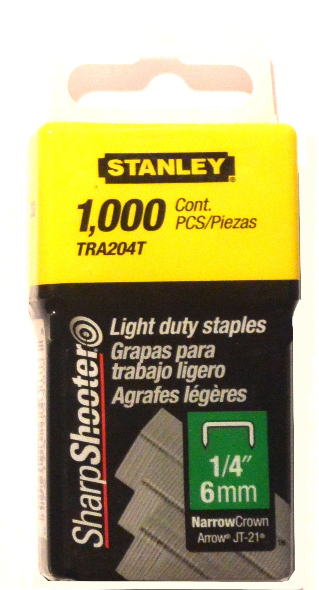 Stanley TRA204T 1/4 Inch Light Duty Narrow Crown Staples, Pack of 1000(Pack of 2000)