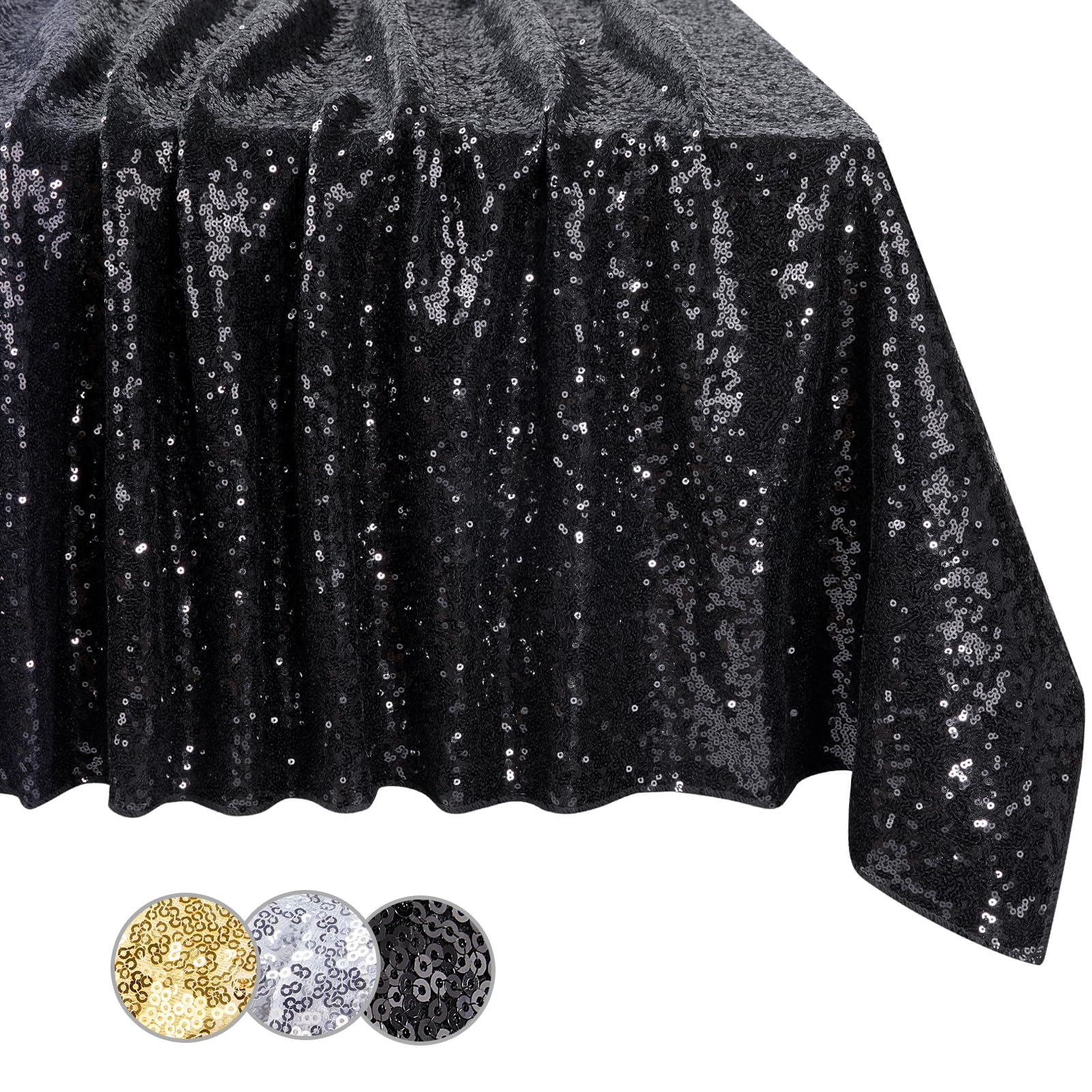 Black Table Cloth Party Sequin Tablecloth for Birthday Christmas 150x255cm