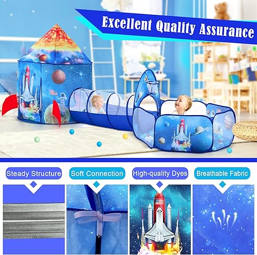 Miniatura 7 de 3 hoyos de bolas para niños pequeños con tienda de campaña para niños y niñas, juguete desplegable para juegos de interiores y exteriores,