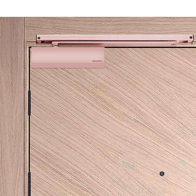 Buildskill Hydraulic Door Closer, Pelmet Arm & PVD Cover, Door Closer for Wooden Door, Aluminium, Metal, Automatic Door Closer for Home, Door Stopper, Adjustable Speed, 85 Kg, Rose Gold (Pack of 1)