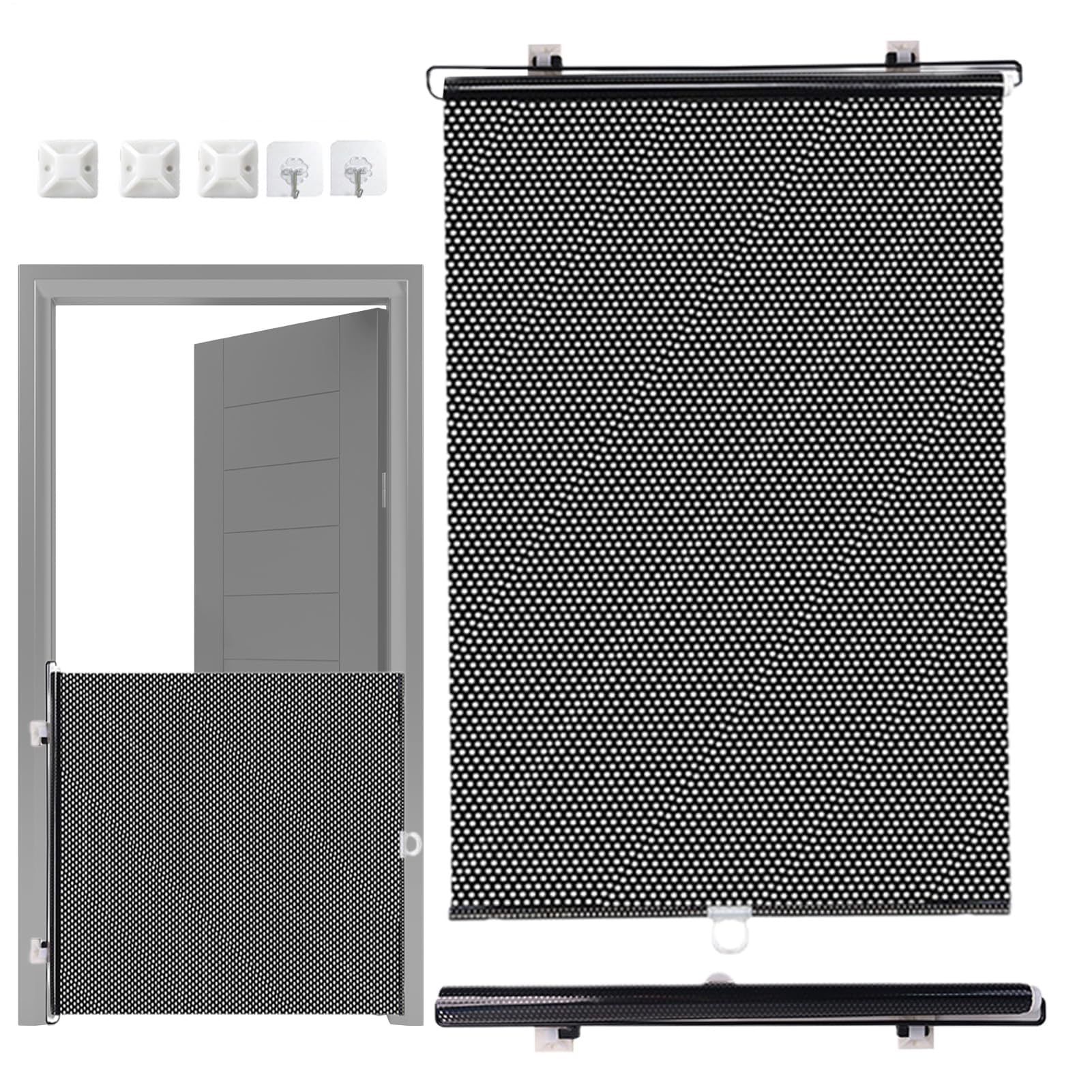 Muiltvoe Pet Safety Retractable Gate – 40x125cm Foldable Mesh Dog Cat Barrier, Animal Fence | Perfect for Indoor Outdoor Use, Stairs Doorways Kitchen Porch Garage Room Protection