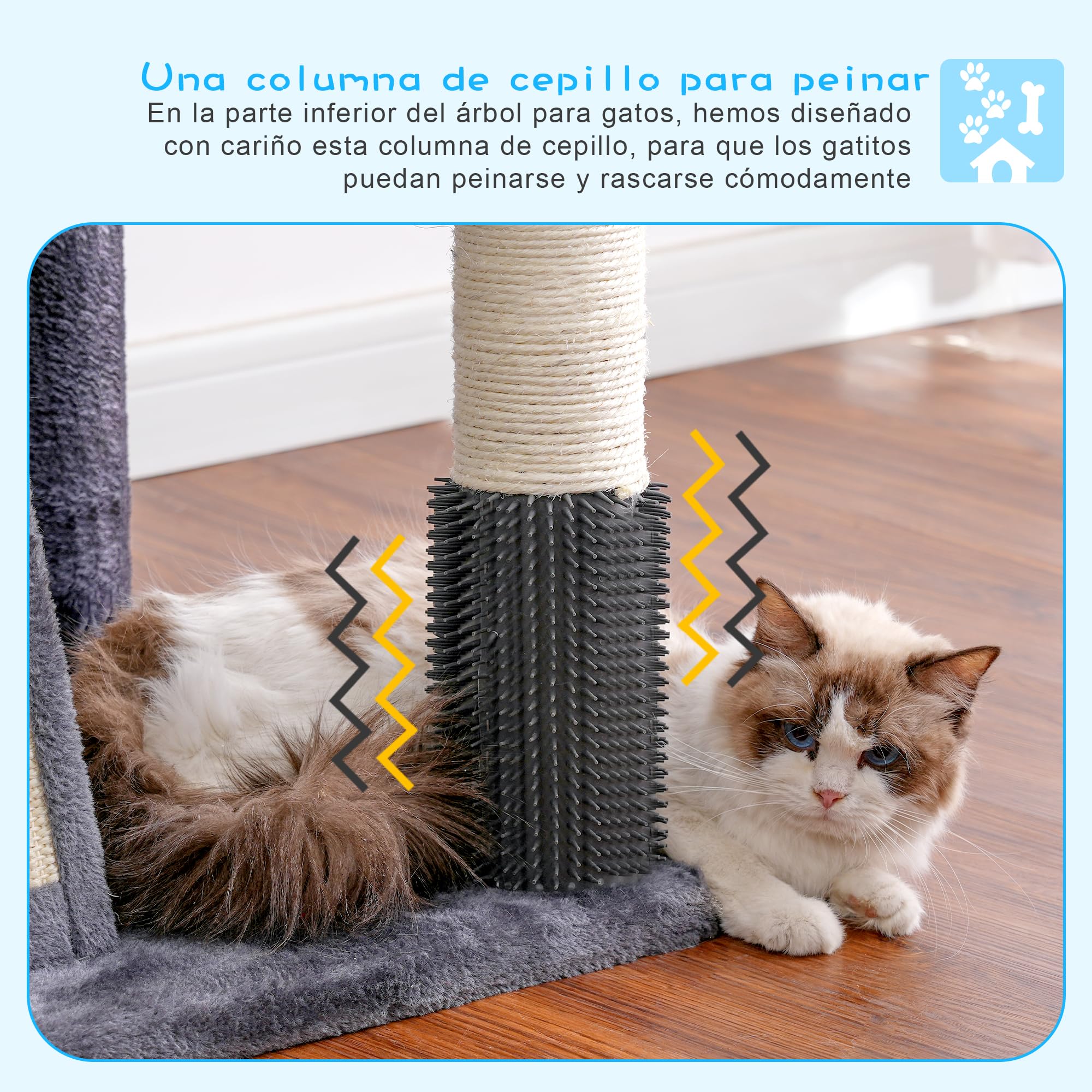 Hey-brother Rascador para Gatos XXL, Altura Ajustable, 250 cm - 280 cm, hasta el Techo, Torre para Gatos Grandes, con Cueva, Color Gris Ahumado 0MPJ091G