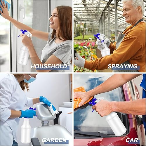 Miniatura 7 de Paquete de 10 botellas de spray de 16 onzas, botellas vacías de pulverización de agua para soluciones de limpieza, botella de chorro recargable de