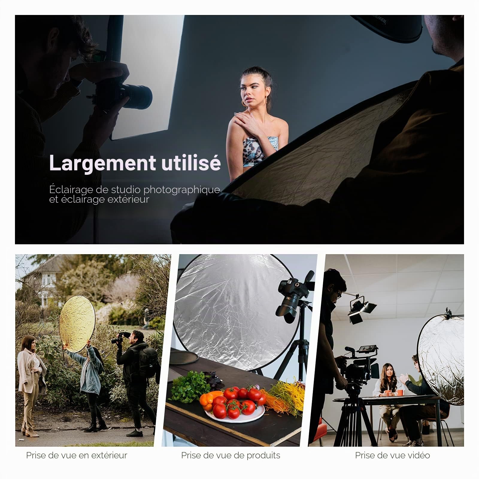 Neewer® Réflecteur de lumière 5 en 1 - Blanc translucide, Pliable, pour Prendre des Photos ou enregistrer des vidéos en Studio - 110 cm - Noir, doré, Argent, Blanc