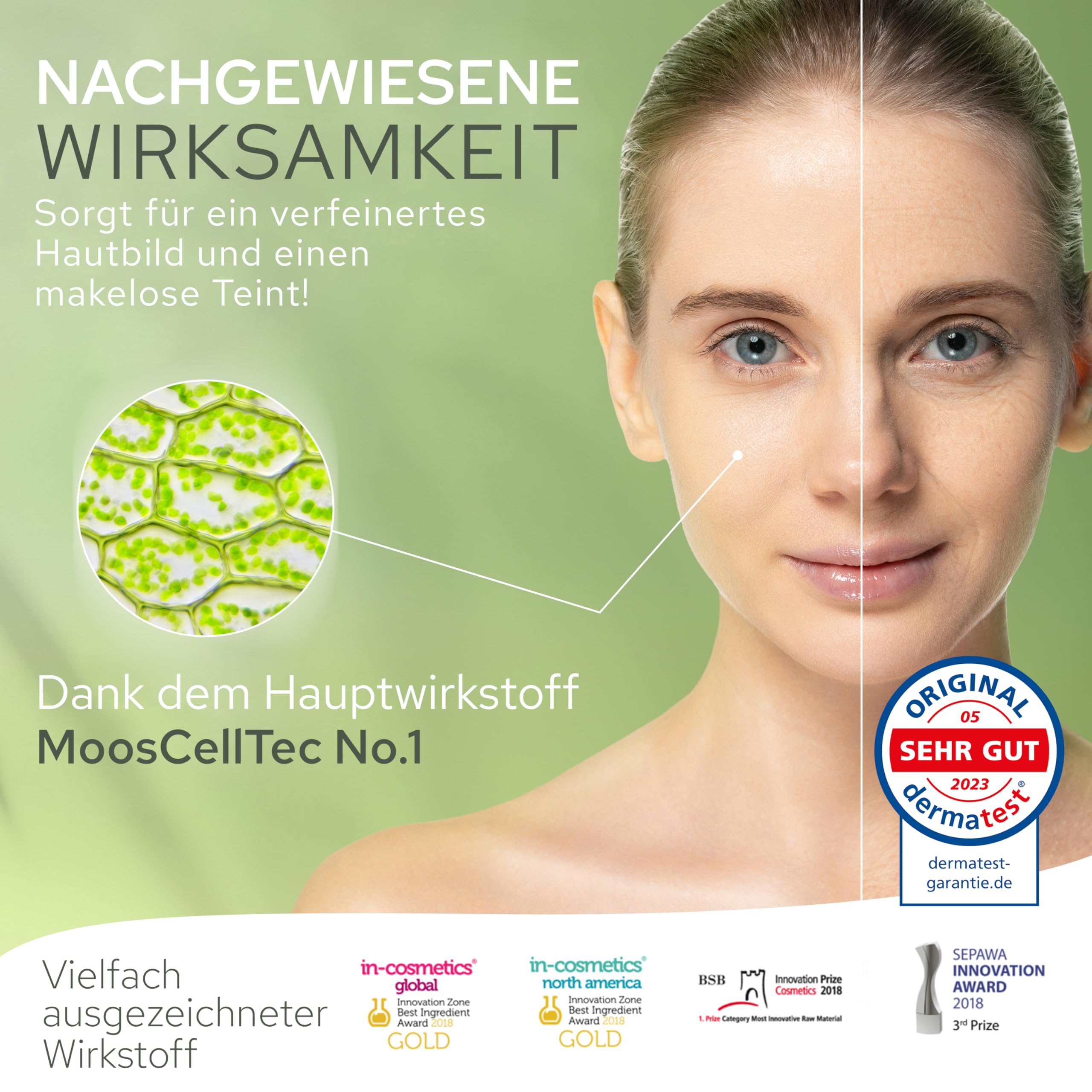 BIO Moossalbe gegen Falten mit hochwirksamen MoosCellTec | TESTSIEGER Mooscreme für Gesicht mit Anti Aging Wirkung als Feuchtigkeitscreme Tag & Nacht | vegane Naturkosmetik Made in Germany