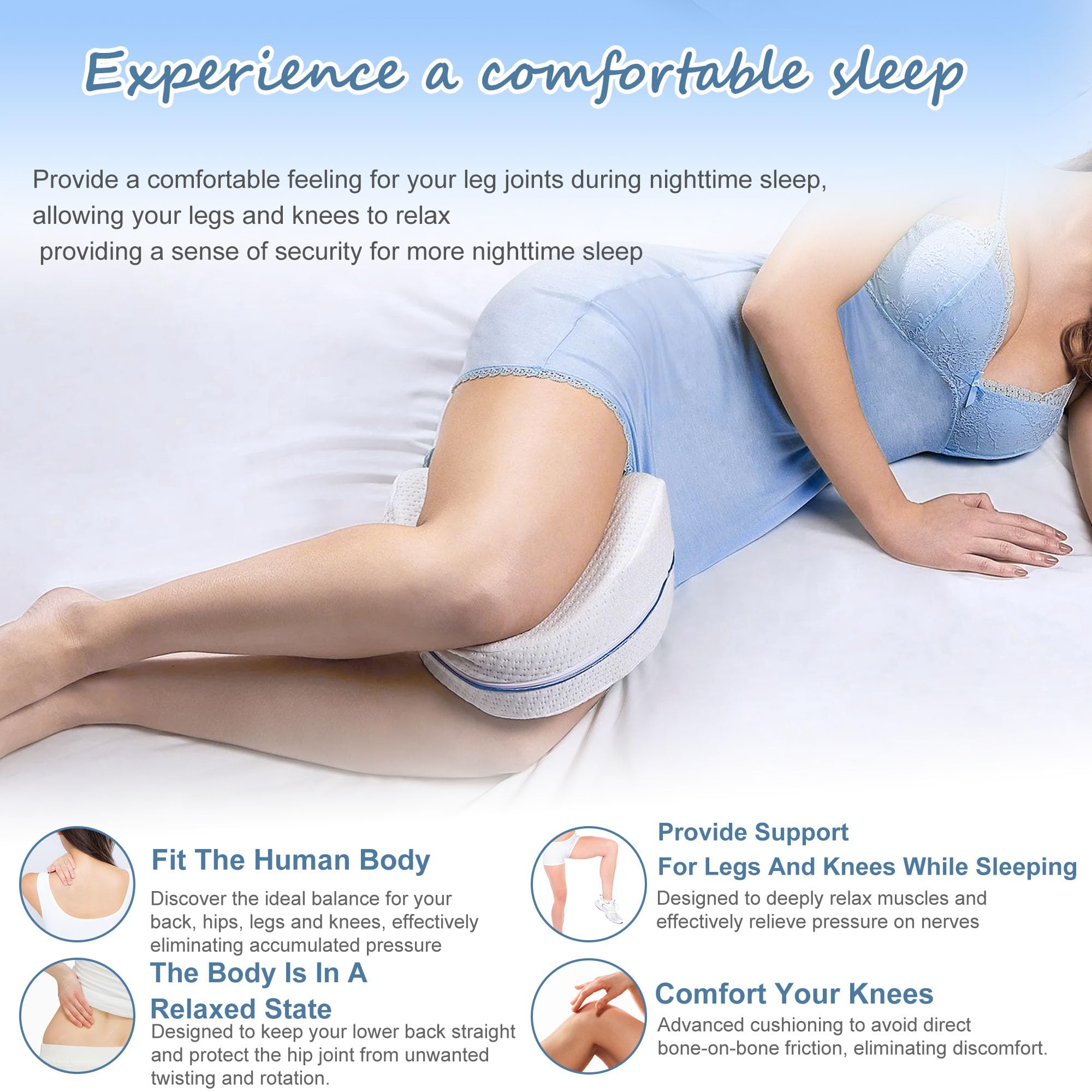 Leg Pillows Foam Support Pillow for Sleeping,Leg Pillow for Sleeping On Side, Memory Foam Pillows, Comfort Knee Pillow for Side Sleepers Pillow for Relief Leg Numbness, Back, Joint, Hip Pain