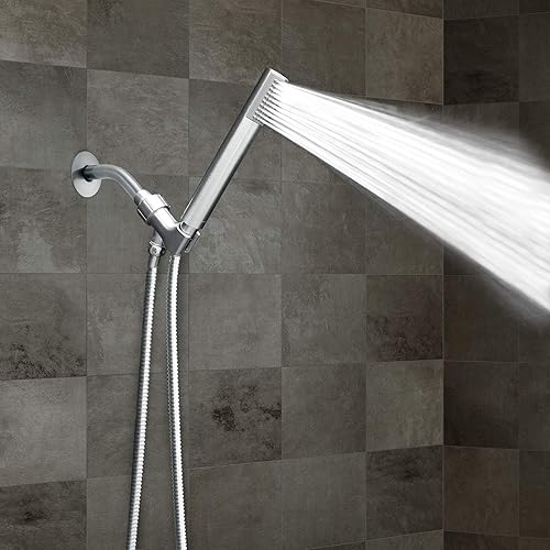 Miniatura 3 de Serie de spa de lujo cabezal de ducha de mano cromado, cabezal de ducha de mano de alta presión de 1.1 pulgadas con manguera de acero inoxidable