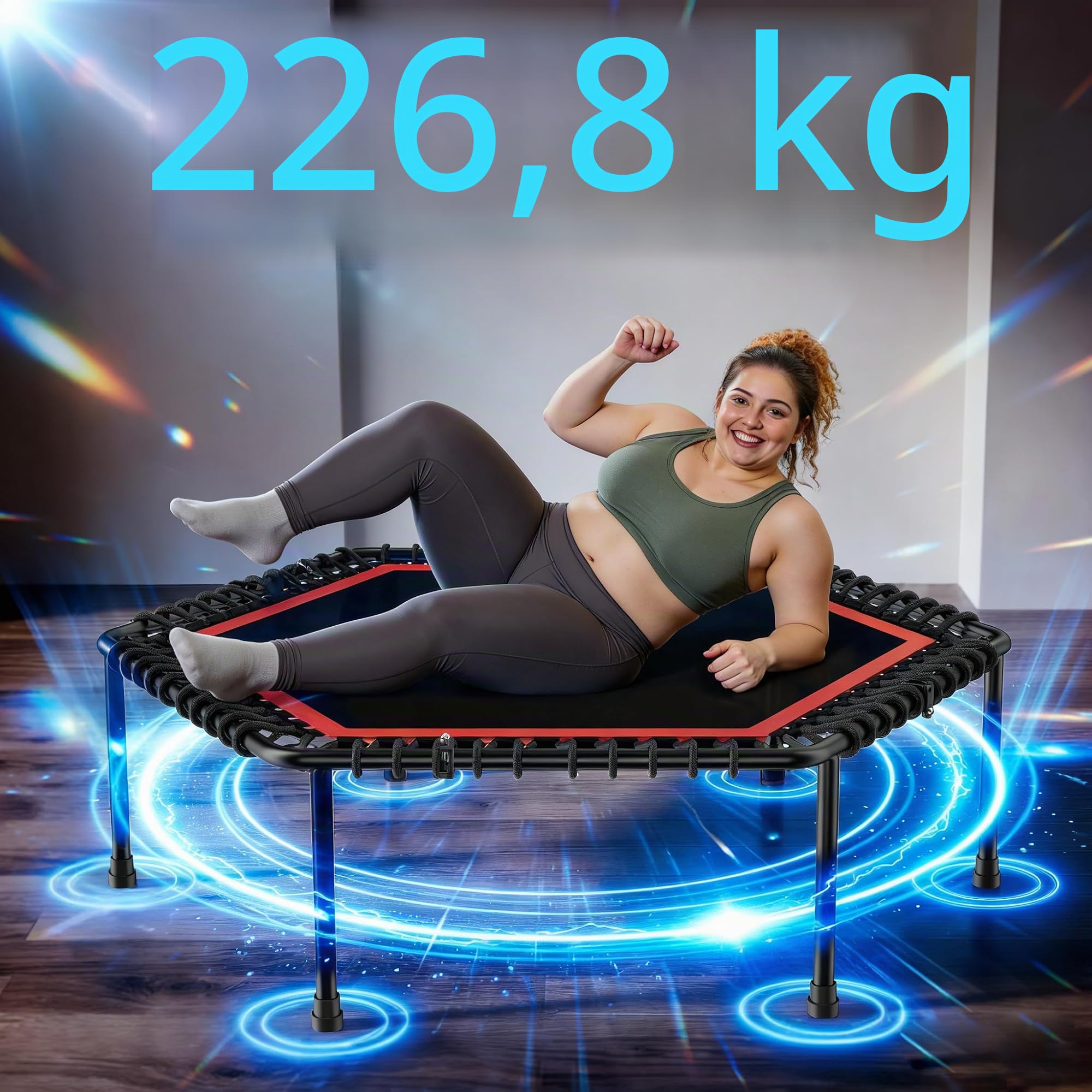 Mini Trampoline Fitness Adulte 50 Pouces - Rebond intérieur avec Cadre Robuste idéal pour l'entraînement à Domicile et Les Exercices Sportifs. Charge maximale 230 kg.
