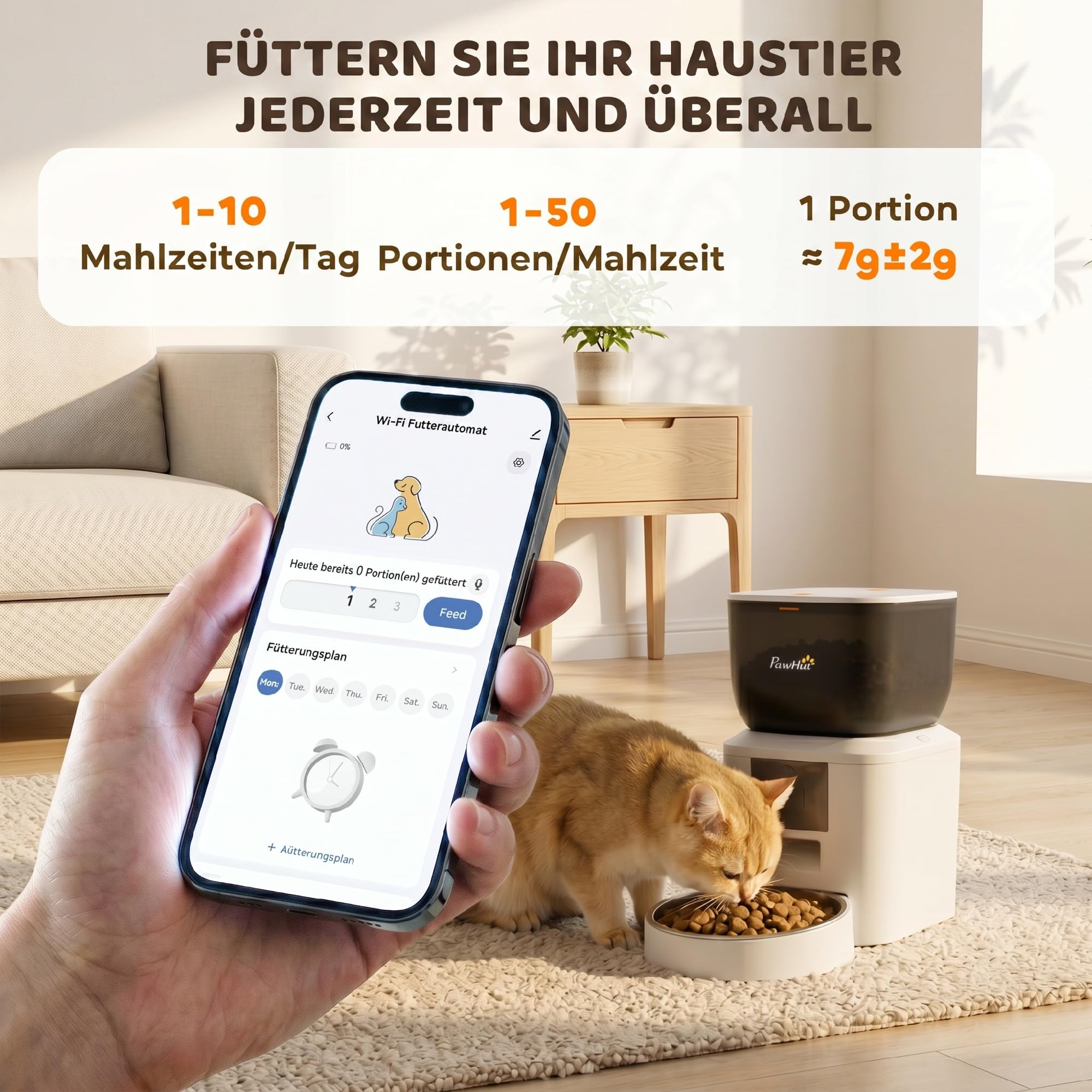 PawHut Karmnik dla kotów, 2,4 G WiFi, 4 l karma dla kotów, automat z kamerą, sterowanie aplikacją, noktowizor, 1-10 posiłków dziennie, dwukierunkowe audio, dozownik karmy dla kotów i psów