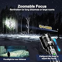 Vista 3 de Linternas Recargables 10000 Lúmenes Altos Modo Único Súper Brillantes, Linterna LED de Alta Potencia USB C, Haz Alto 3280 pies de Larga Duración