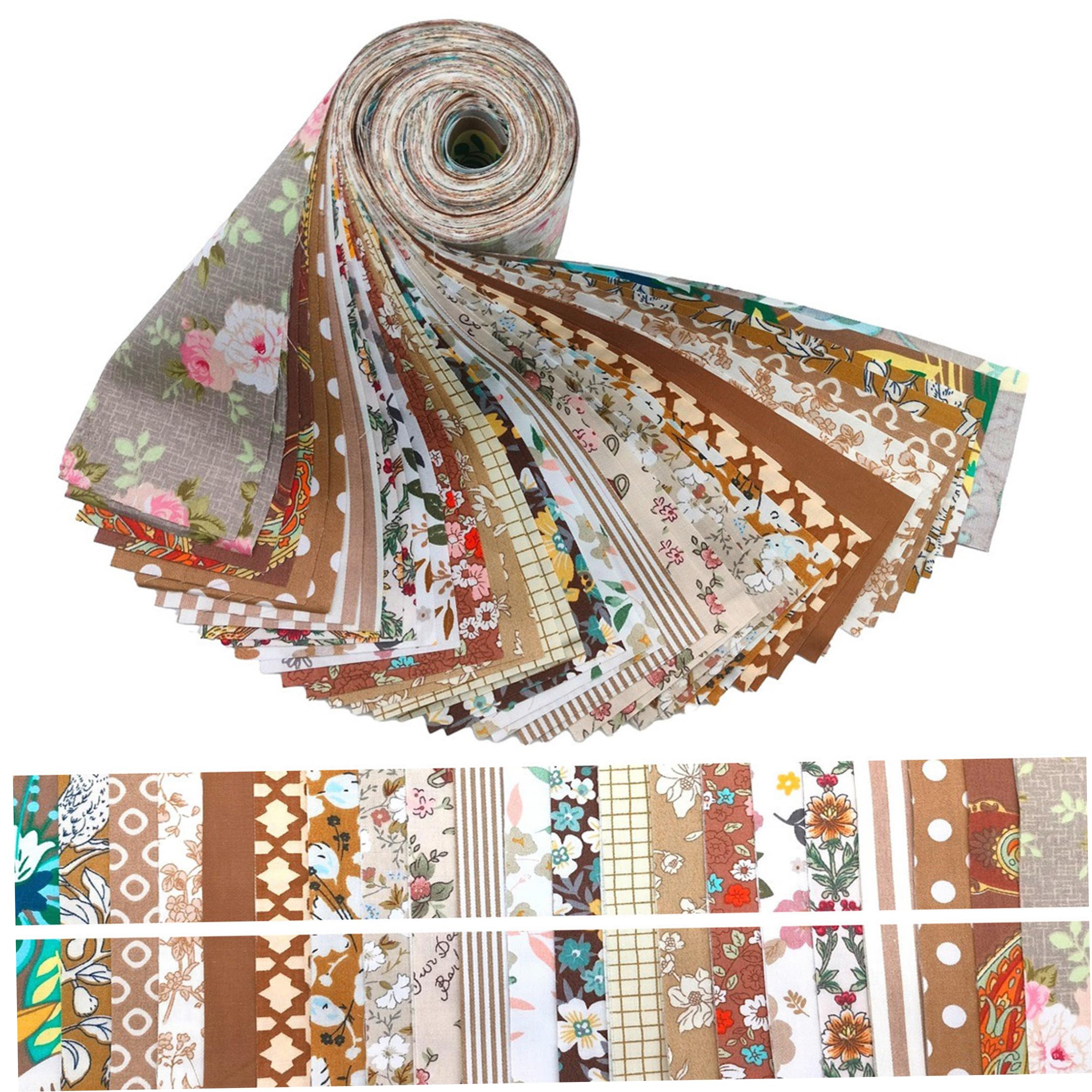 Xoeryoy Jelly Rolls For Quilting, 84 Pcs Quilting Fabric Strips, Assorted Brown Patterns Pre-cut Twill Cotton Jelly Rolls, 2.56x19.69 Inch ;1