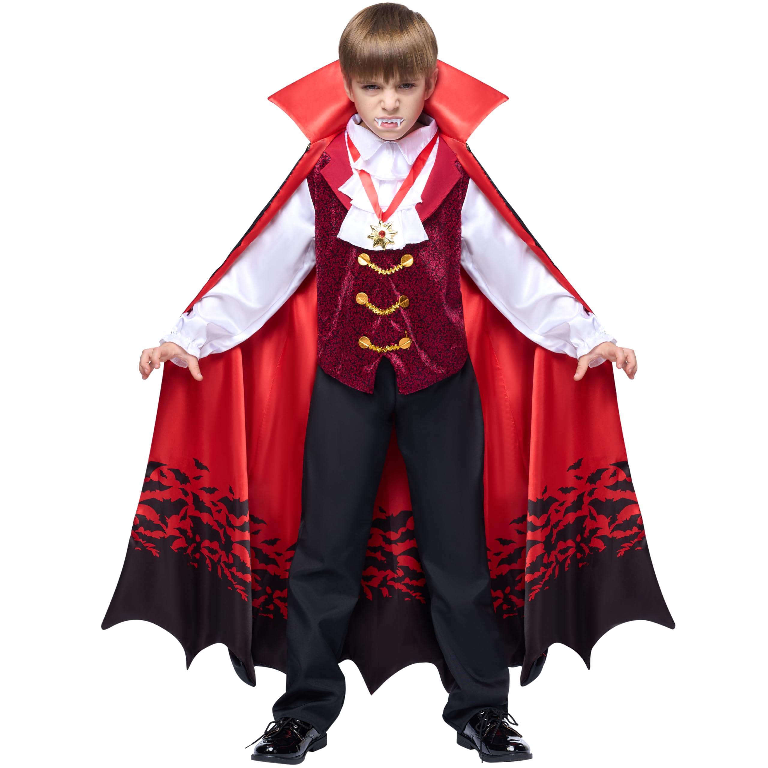 Spooktacular Creations Królewski kostium wampira na Halloween dla chłopców, dziecięcy kostium Dracula na imprezę przebierańców Halloween, odgrywanie ról