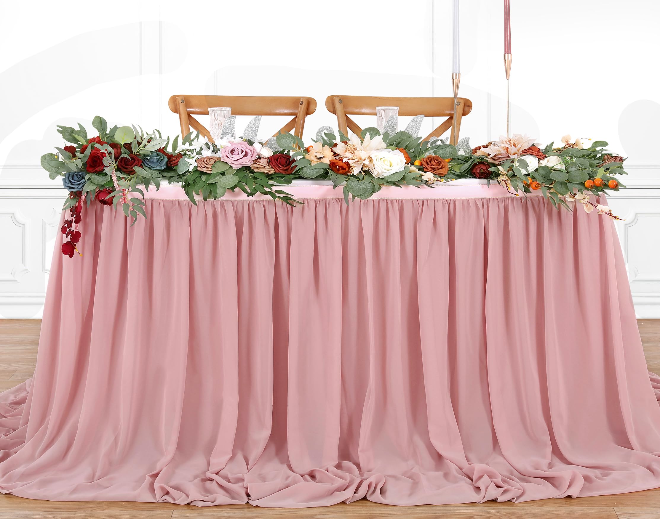 6ft Dusty Rose Table Skirt Sheer Tablecloth for Baby Girl Birthday Princess Party Wedding Table Decor
