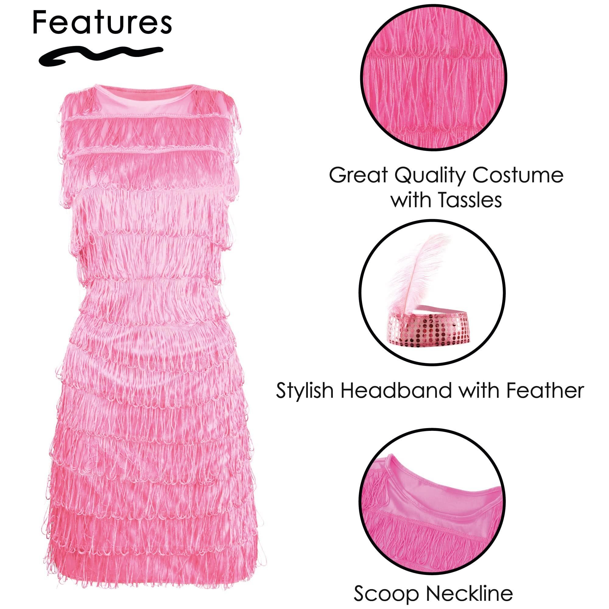 I LOVE FANCY DRESS LTD Costume da Flapper Deluxe per Donna - Abito Nero con Frange 1920 con Copricapo di Paillettes di Piume Abbinato Charleston Anni '20
