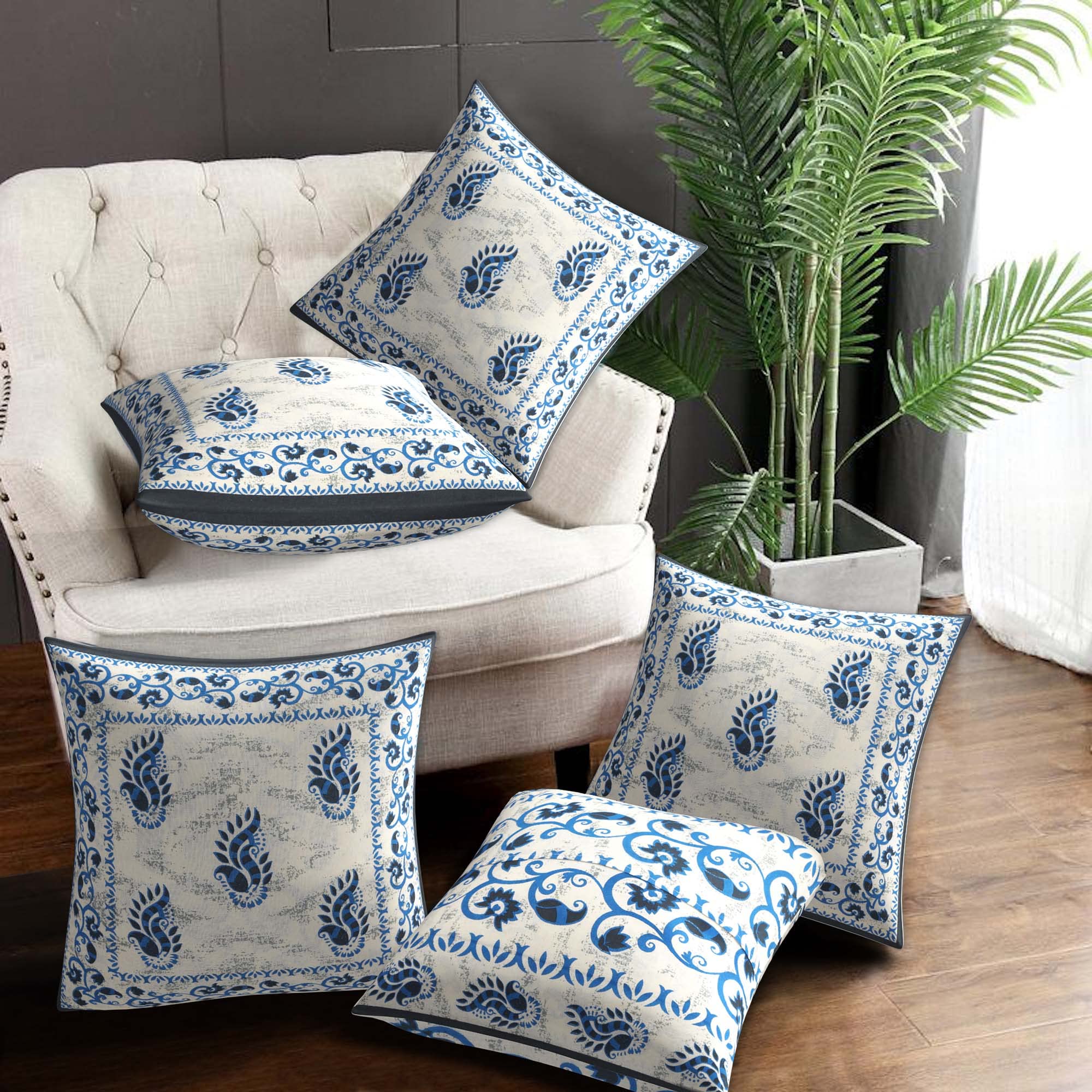 See full amazon price history chart for AMLEXTTRIZ Flower Print 100% Pure Cotton Cushion Cover Set of 5 Decorative Covers for Sofa, Bedroom & Living Room (Size 16x16) (Blue) AMLEXTTRIZ Flower Print 100% Pure Cotton Cushion Cover Set of 5 Decorative Covers for Sofa, Bedroom & Living Room (Size 16x16) (Blue) (B0C7HN8RHG) Amazon Price History, Amazon Price Tracker