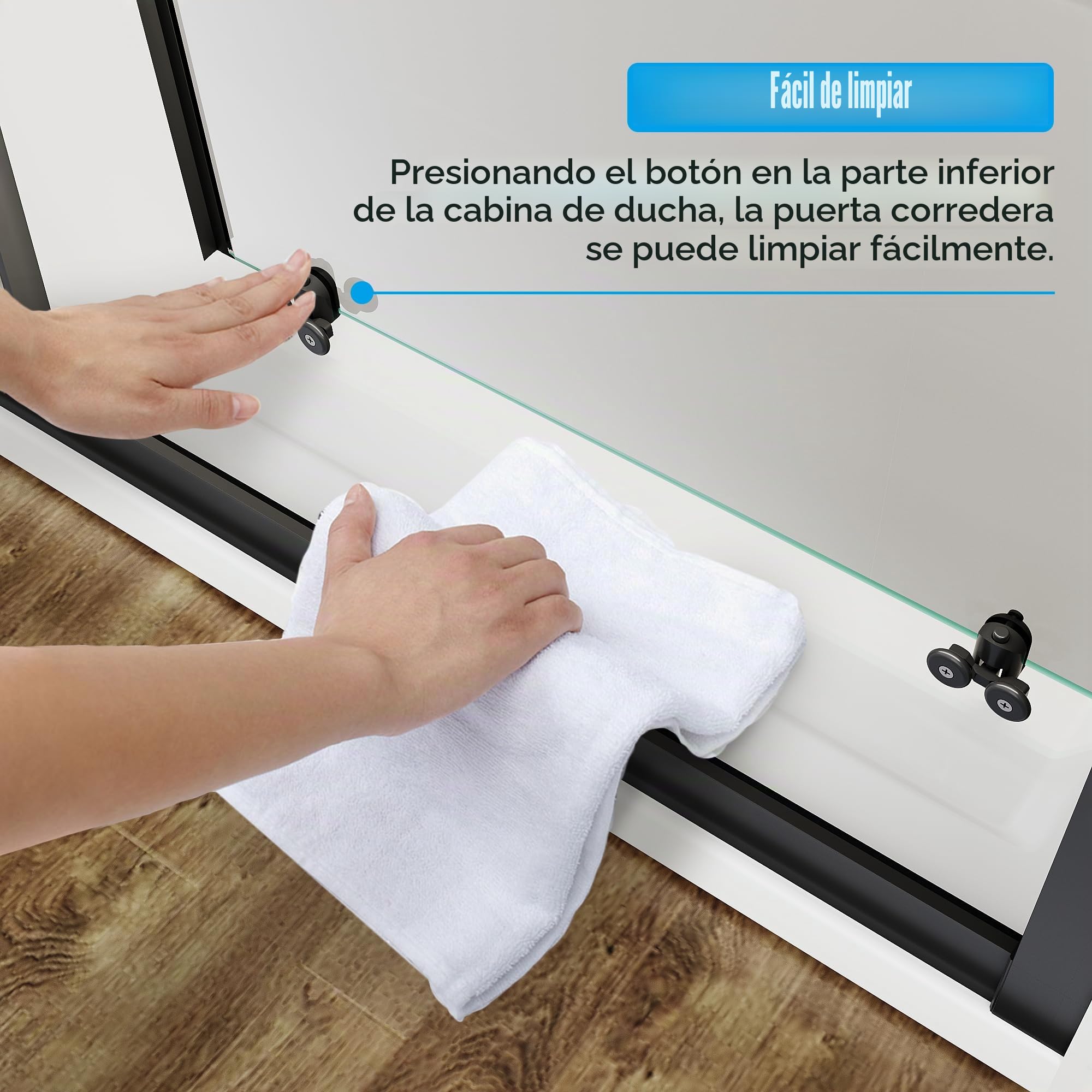 SONNI Cabina de ducha con puerta corredera Mate-Negro + Cristal tintado gris, Varias tallas 100/110/120 cm, Vidrio templado, Puerta de ducha de nicho, Puerta corredera de cristal 100x185 cm