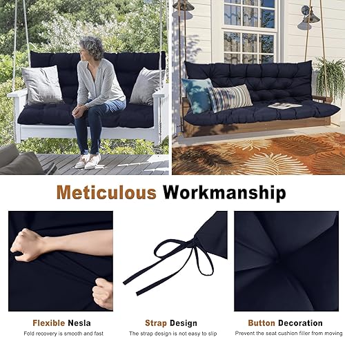 Miniatura 92 de Cojín de repuesto para columpio de 2-3 asientos, cojines de banco para exteriores con respaldo grueso de 4 pulgadas, muebles de patio, jardín, Flor