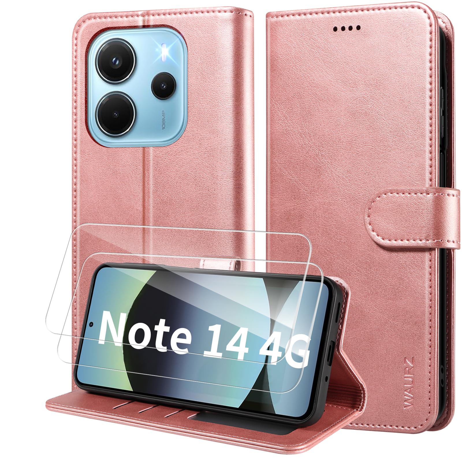 Coque Portefeuille Flip Cover Pour Xiaomi Redmi Note 9T Rose - Protection Complète