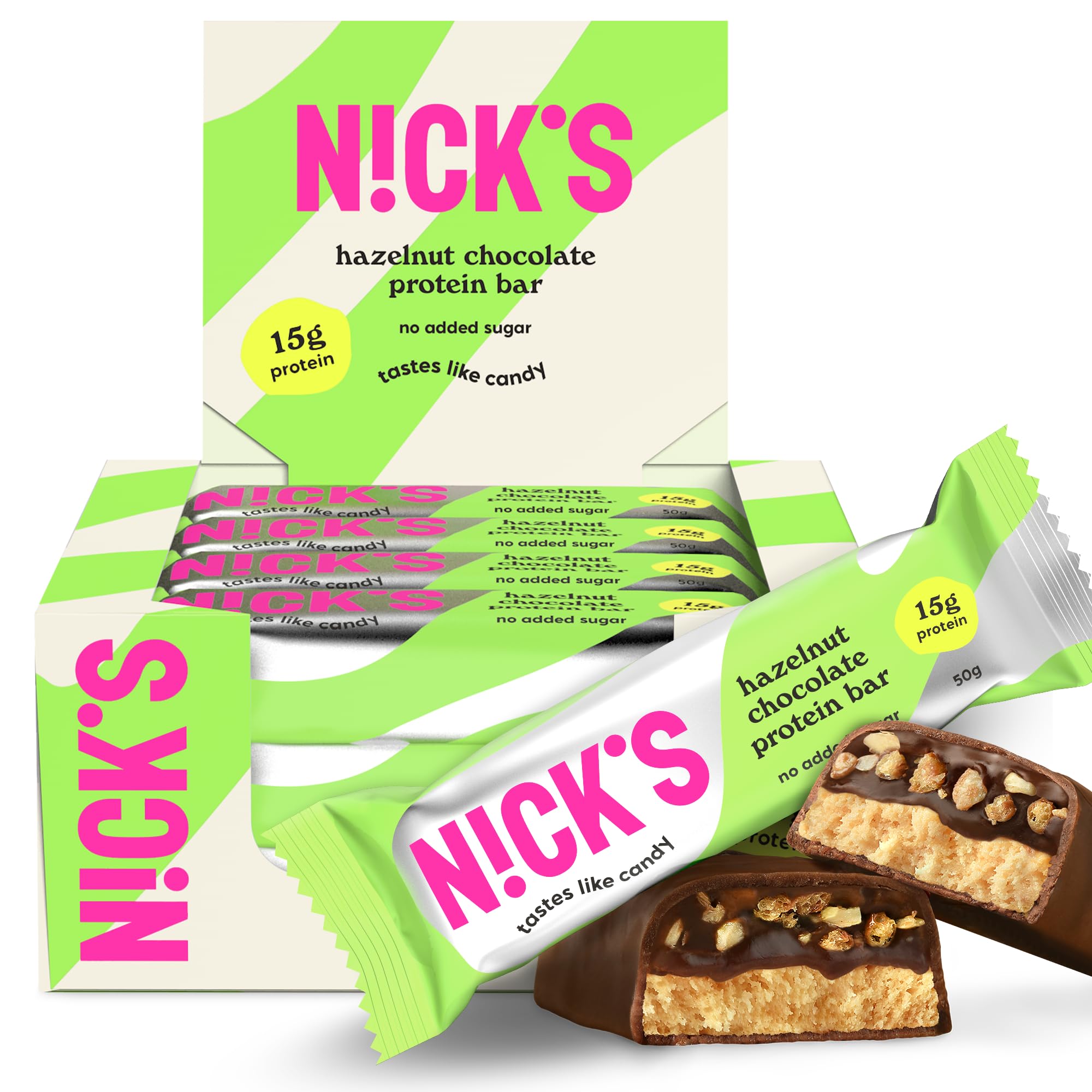 N!CK'S Protein Riegel Haselnuss Nougat Schokolade 12x50g