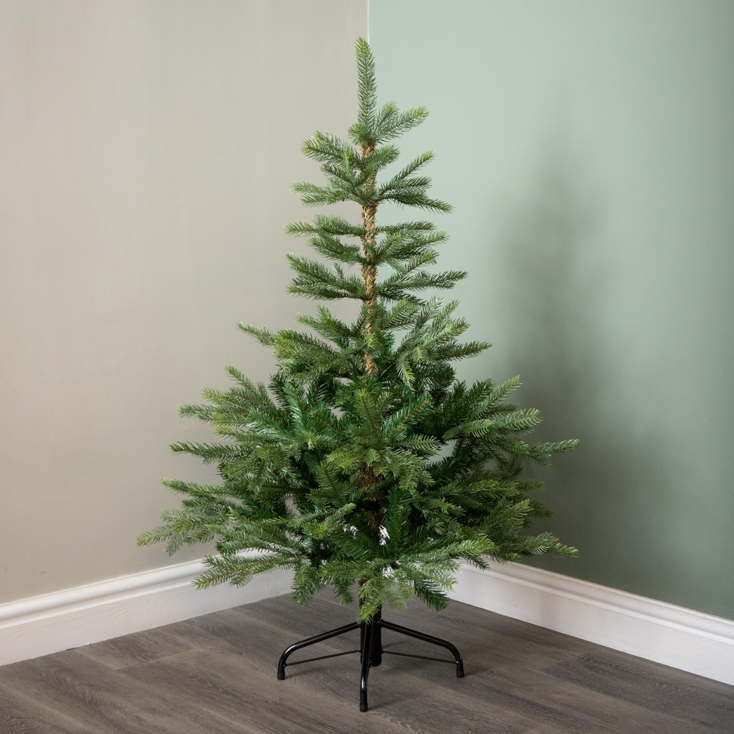 Samuel Alexander Black,Green 4Ft (1.2M) Green Grandis Fir Real Look Christmas Tree With Metal Stand