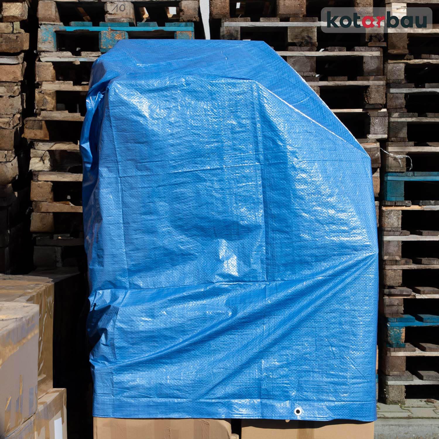 KOTARBAU® Lona Impermeable Exterior - Polietileno - 6x8 m - Azul - 75 g/m2 - Lona Suelo Piscina - Cubierta Reforzada con Ojales - Cubierta de Protección para Jardín - Resistente - Universal